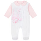 Baby Girls Pink & White Swan Babygrow, 1, hi-res